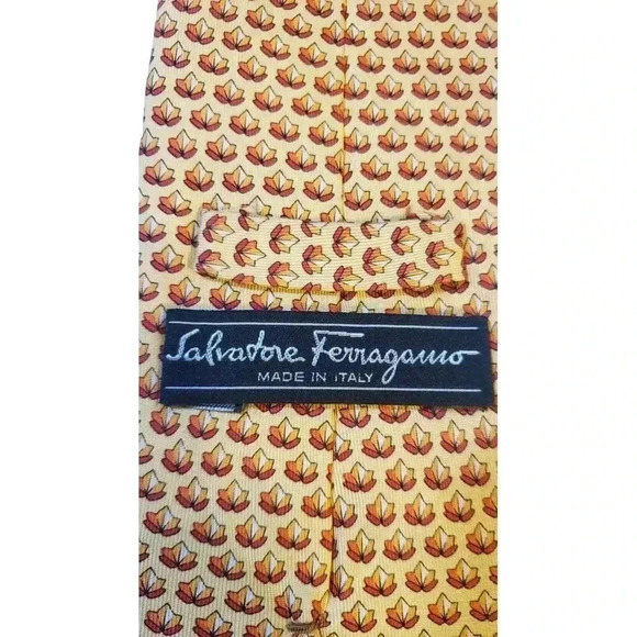 Salvatore Ferragamo Luxury Mens Fall Classic Leaf Print Silk Tie Designer Autumn - Picture 6 of 14
